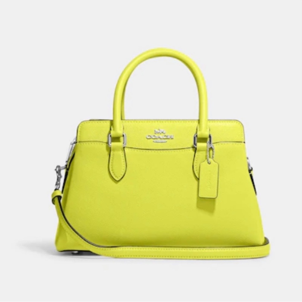 NWOT Coach Bright Yellow Mini Darcie Satchel with Morgan Bifold Wallet Set
